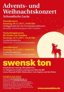 Advents/ Weihnachtskonzert 2017 – Schwedische Lucia